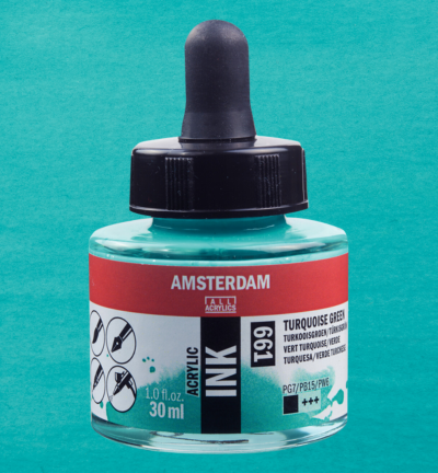 Amsterdam Acrylinkt Fles 30 ml Turkooisgroen