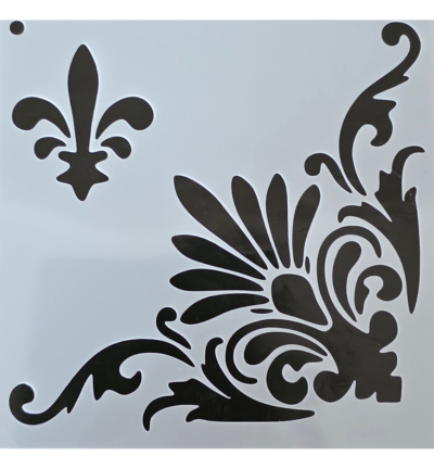 Barok hoek stencil 20 x 20 cm Vierkant nr 2