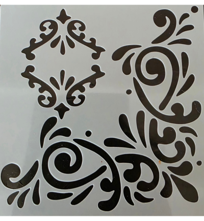 Barok hoek stencil 20 x 20 cm Vierkant nr 3
