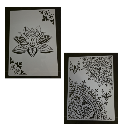 Lotus  en Damast 30 x 20,5 cm stencils