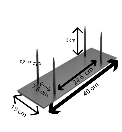 Metalen sokkel 40 x 13 cm 4 pinnen (Op=Op) (Op=Op)