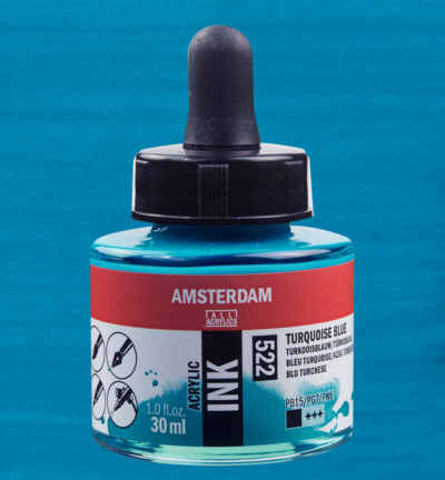 Amsterdam Acrylinkt Fles 30 ml Turkooisblauw