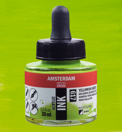 Amsterdam Acrylinkt Fles 30 ml Geelgroen