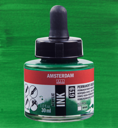Amsterdam Acrylinkt Fles 30 ml Permanentgroen Donker