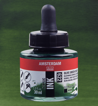 Amsterdam Acrylinkt Fles 30 ml Olijfgroen Donker