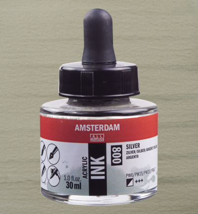 Amsterdam Acrylinkt Fles 30 ml Zilver 800