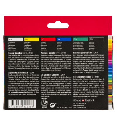 Amsterdam Standard Series acrylverf algemene selectie set | 6 × 20 ml