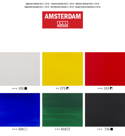 Amsterdam Standard Series acrylverf algemene selectie set | 6 × 20 ml